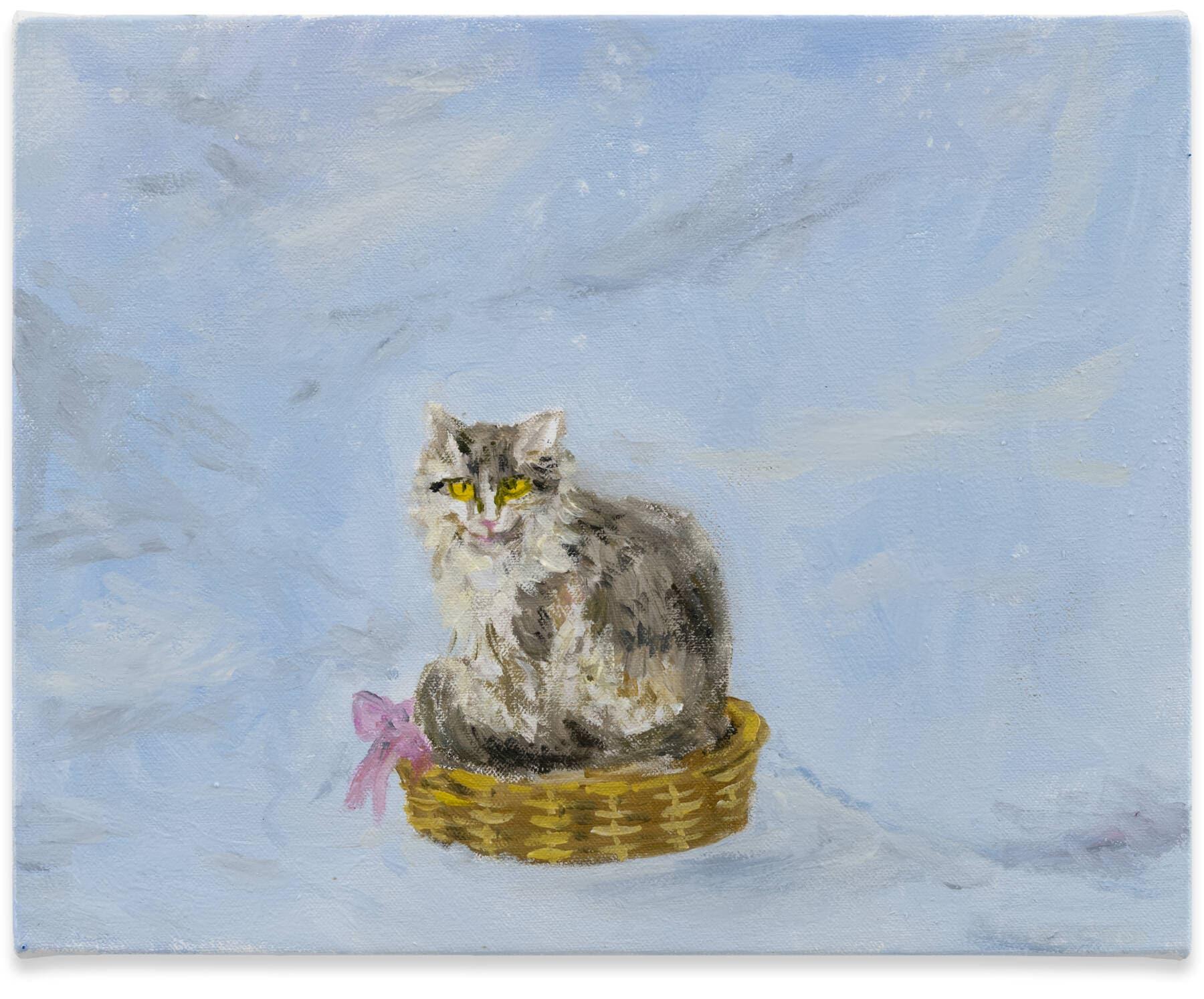 4 karen kilimnik the cat sitting in its favourite basket out in the blizzard the himalaya courtesy the artist spruth magers and galerie eva presenhuber