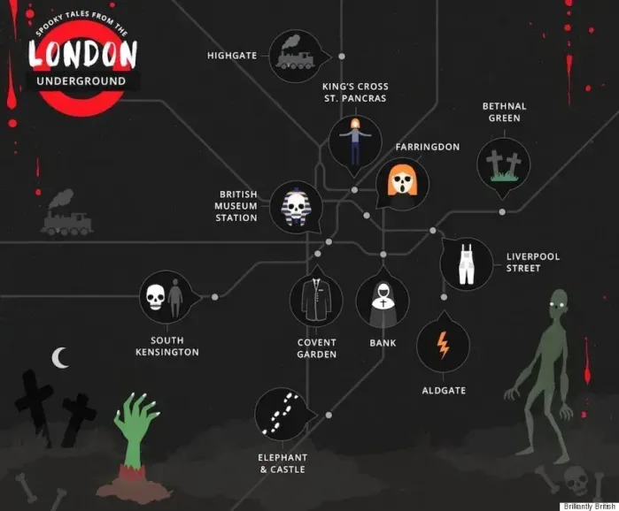 La carte du métro de Londres révèle les stations les plus hantées