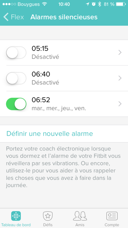 Régler l'alarme sur Fitbit Flex