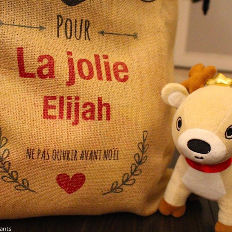 Sac jute personnalisé noël A-Qui-S