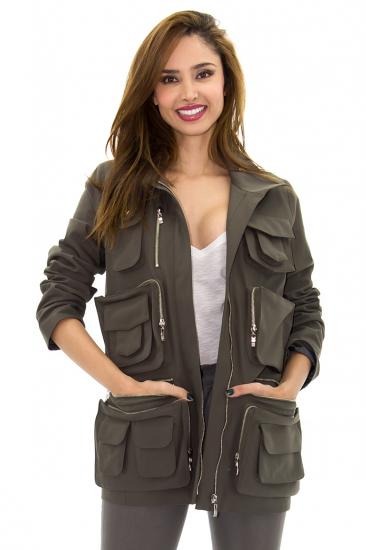 Veste unisex anti tache deperlant multi poche kaki stefanie renoma lookvgn