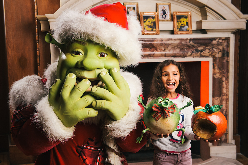 Xmas shrek and friend with props close up funny